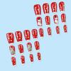 Festive Christmas Themed Red Fake Nail Short Square Press On Nail Christmas Snowflakes Short SquareDesign Manicure Kit
