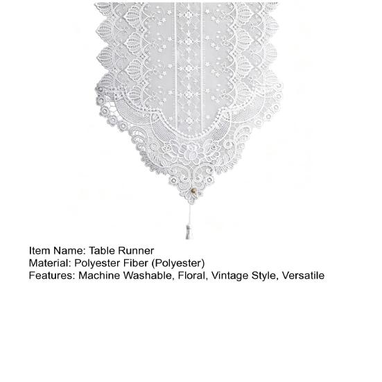 White Lace Table Runner, Vintage Floral Lace Table Runner, Rustic Boho Table Runner for Dining Table Wedding Bridal Shower Baby Shower Party