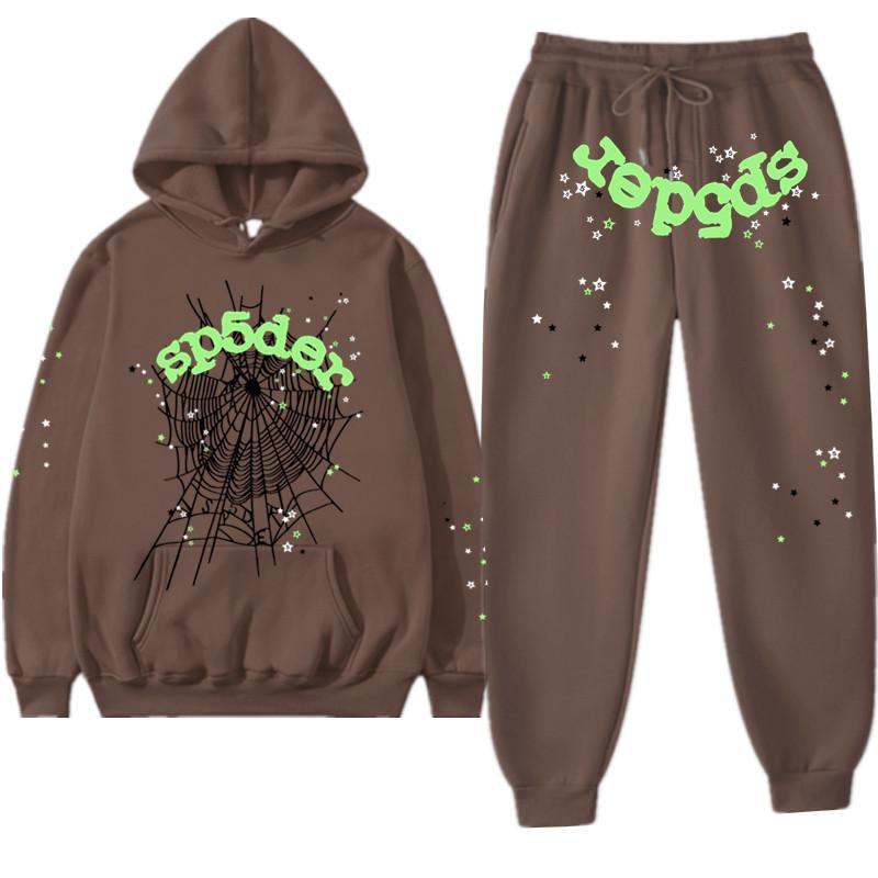European and American Trendy Hip-hop Singer Letter Sp5der Printed Couple Sweater Men's and Women's Hoodies Sweatshirt Set