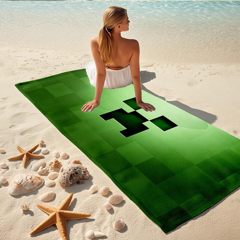 1Pc Green Icon Beach Towel, Quick Dry, Multi-Use for Beach Pool Gym Yoga Home Travel, Christmas, Halloween, Xmas Gift M928844