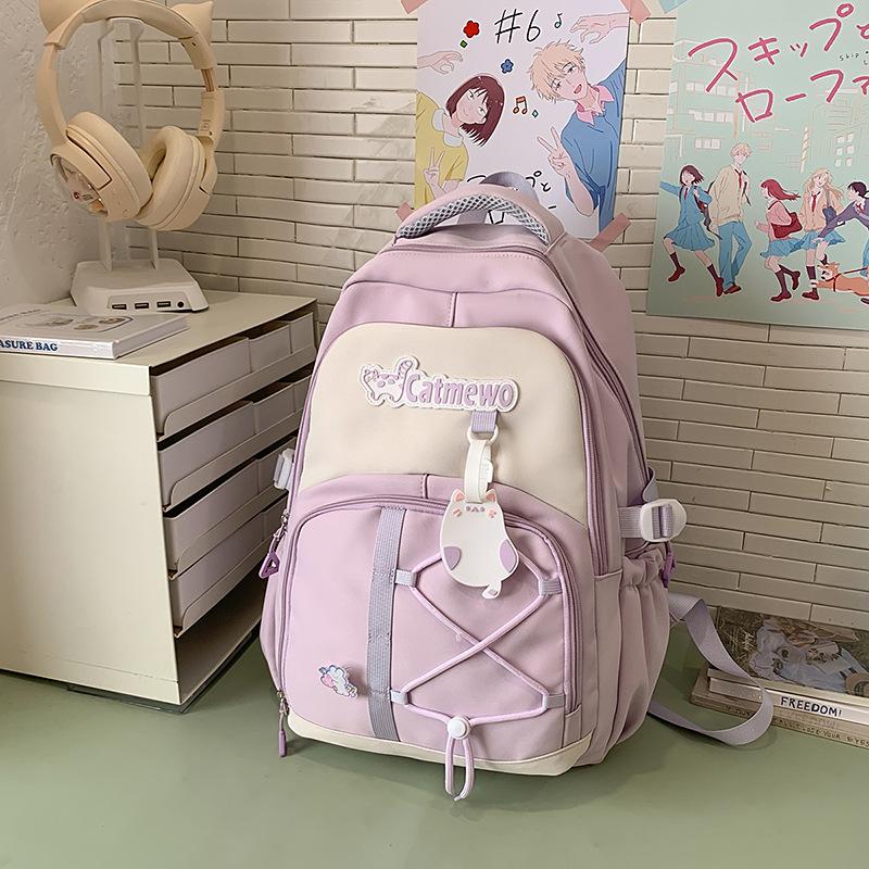 

Школьный рюкзак в студенческом стиле, контрастных цветов, для ученика средней школы, легкий и универсальный, нишевый рюкзак, свежий и милый