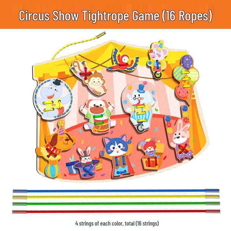 Wooden Circus Lacing Board Game for Kids
