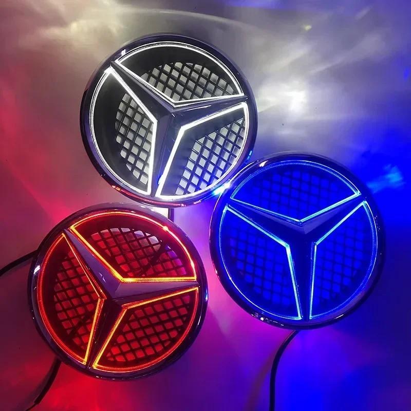 Car Sticker 2025 Hot For Mercedes Benz Car Front Grilled Star Emblem LED Illuminated Logo White Blue Red Light for Mercedes Benz