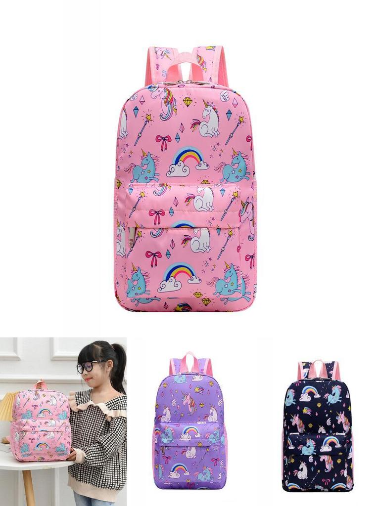 Cute Nylon Unicorn School Backpack For Girls Fashionable Print And Durable