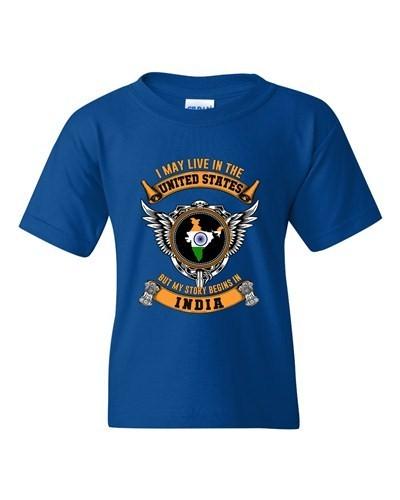 I May Live In US But My Story Begins In Indian Native DT Youth T-Shirt Tee Unisex T-Shirt L