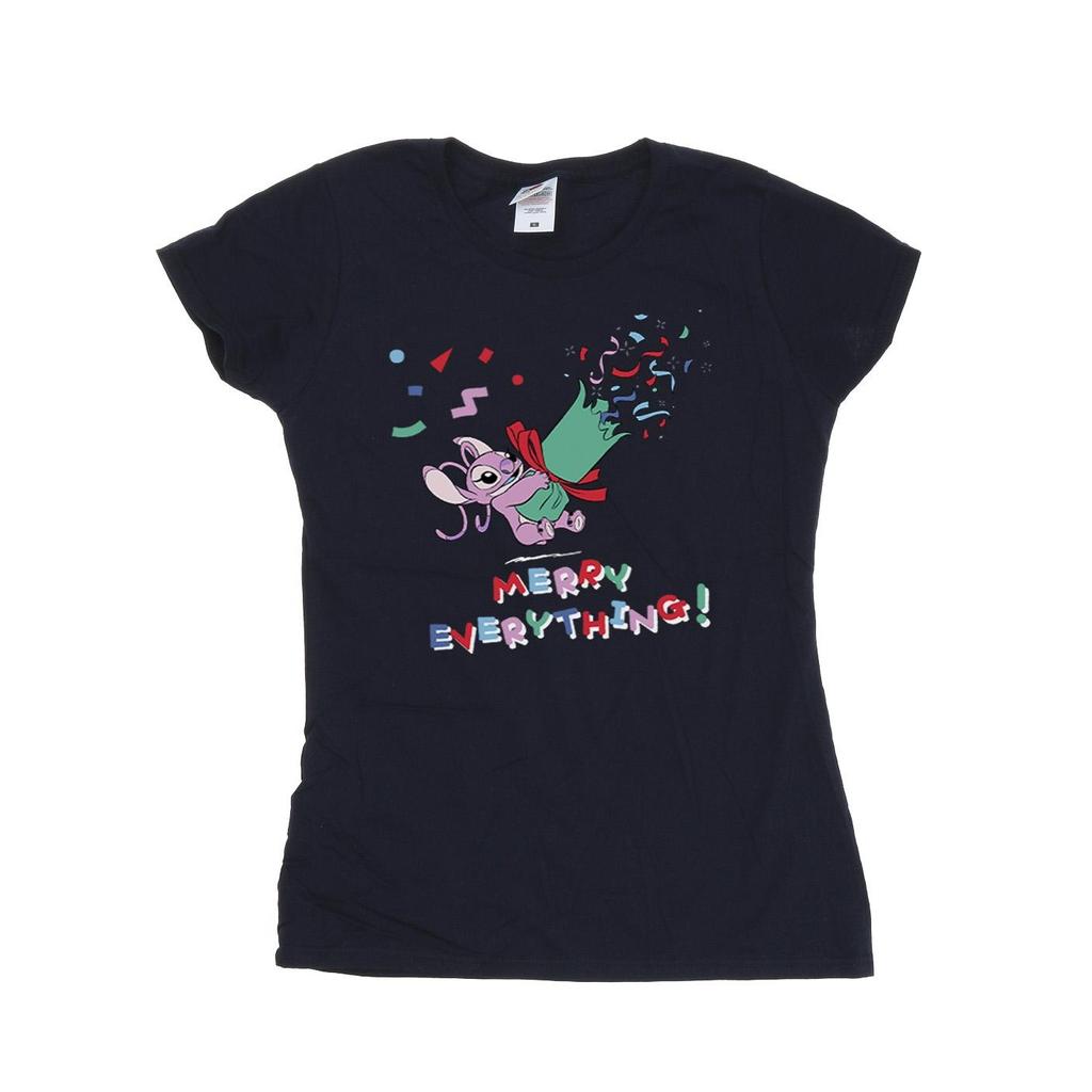 Disney Womens/Ladies Lilo And Stitch Angel Merry Everything Cotton T-Shirt