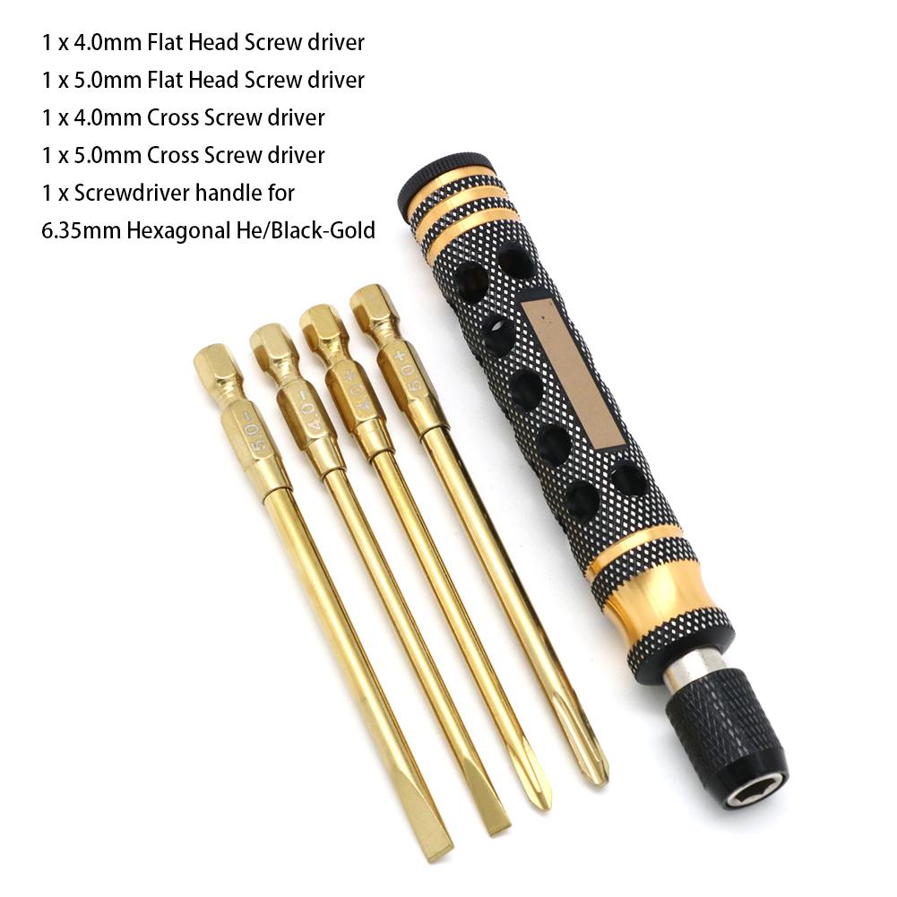 4 in 1 Hexagon Screwdriver 1.5 2.0 2.5 3.0mm 6.35mm Quick Change Allen Key Hex Screws Wrench Tool for 1/8 1/10 RC Car SCX10 TRX4