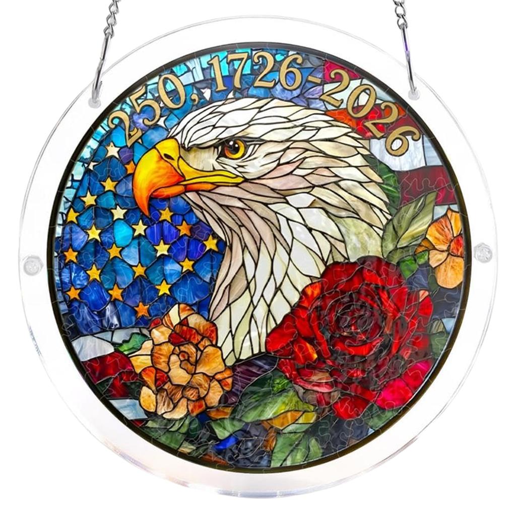 Acrylic Puzzles Curtain Decoration DIY Suncatcher Puzzle Kits with Chain for Women Men Mom Birthday Gift Home Decor