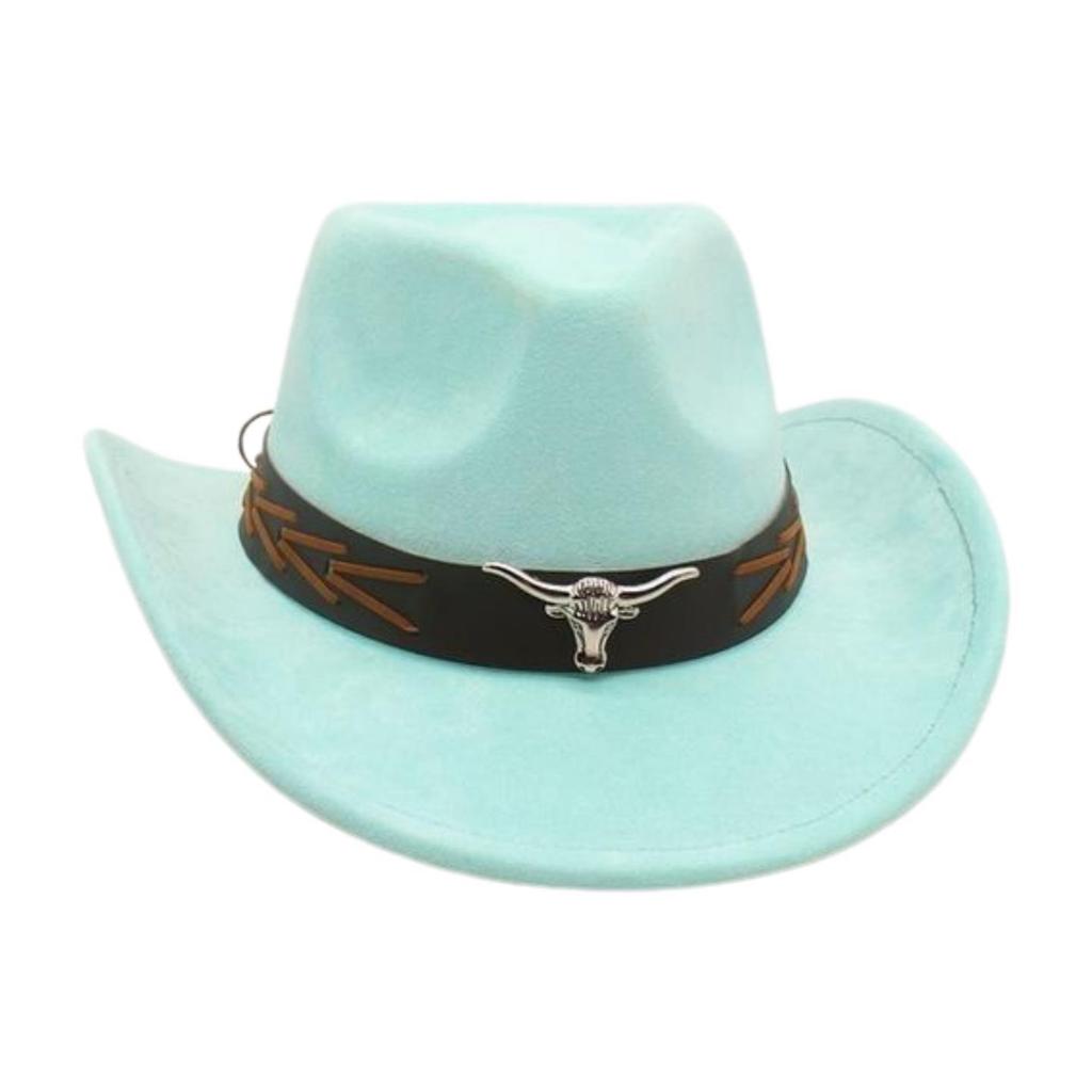 Ethnic Style Brown Cow Head Suede Top Hat Western Cowboy Hat Stage Jazz Hat