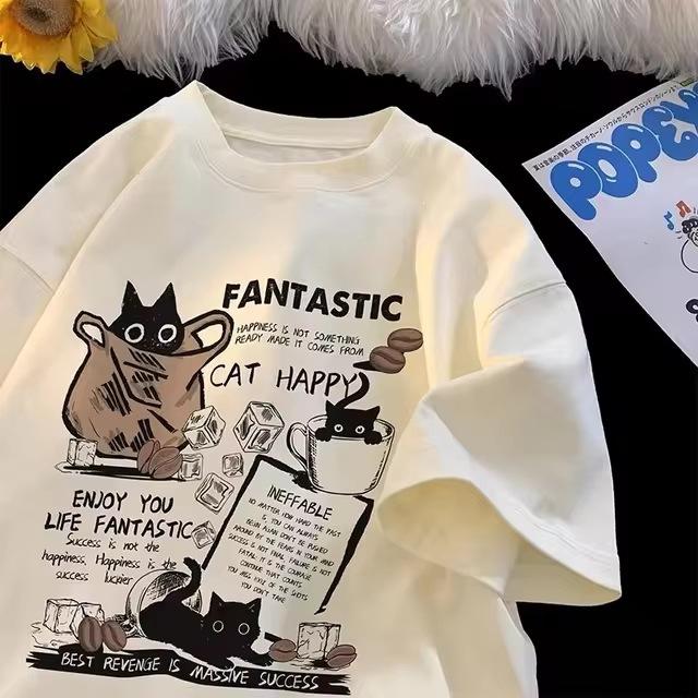 Cross-border European and American Trend Korean T-shirt Oversized 2025 Up the Ante New Universal T-shirt Women's M Summer, Men's Short-sleeved T-shirt