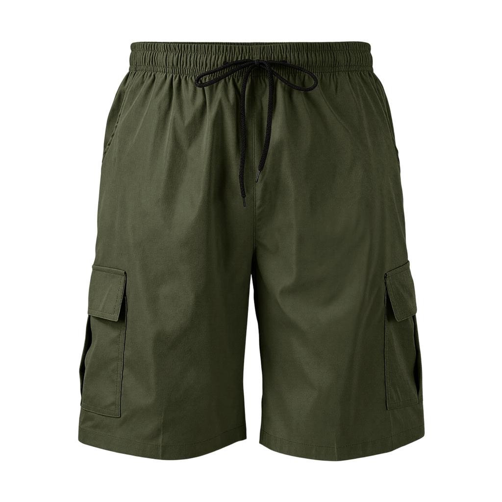Men's Color Cargo Shorts with Elastic Waist and Drawstring - Multi-Pocket Lightweight Comfortable for Summer Casual