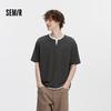 Semir Men's Waffle Knit Color Block Faux Layer Short Sleeve T-Shirt