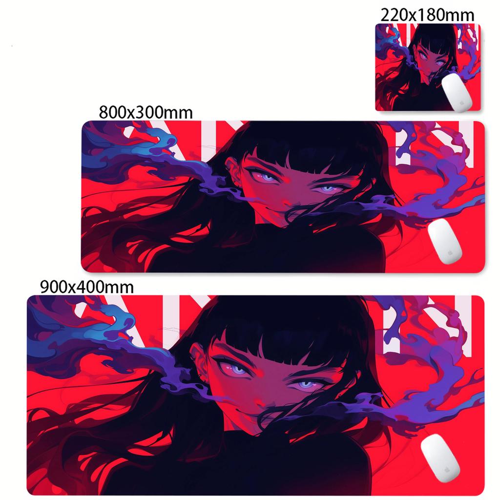 Beautiful Girl New Mouse Pad Gaming Mousepad Kawaii Anime Girl Red Deskmat ESports Office PC Mice Mat Natural Rubber Mausepad