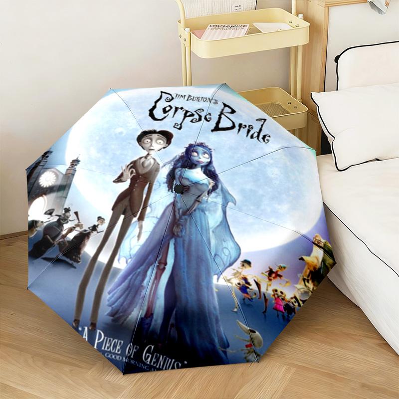1PC Corpse Bride Moonlit Romance Automatic Umbrella - Suitable Travel Outdoor Portable Umbrella Birthday Gift Daily Essentials
