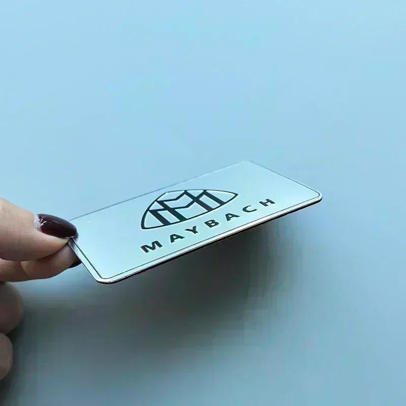 8x5cm Thin Aluminium Square Label Sticker Car Emblem for Mercedes Benz Maybach S450 S680 Engine Cover Badge Logo Black Silver NI6