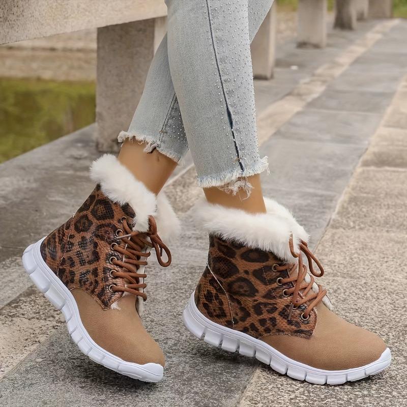 Women's Winter Furry Slip-Resistant Platform Sneakers/Boots - Thick Platform Height Increase