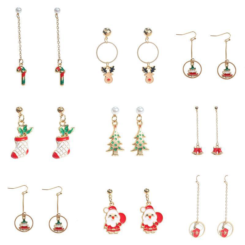 Reindeer Candy Cane Drip Oil Stud Earrings - Festive & Trendy Jewelry