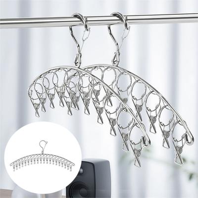 10/16/20 Clips Stainless Steel Clothes Drying Hanger Windproof Clothing Rack Sock Laundry Airer Hanger Underwear Socks Holder