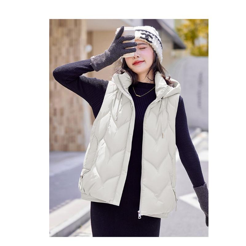 

Новая женская легкая куртка без рукавов с капюшоном, однотонная, утепленная, теплая, спортивная, повседневная, свободного кроя, хлопковая куртка. M