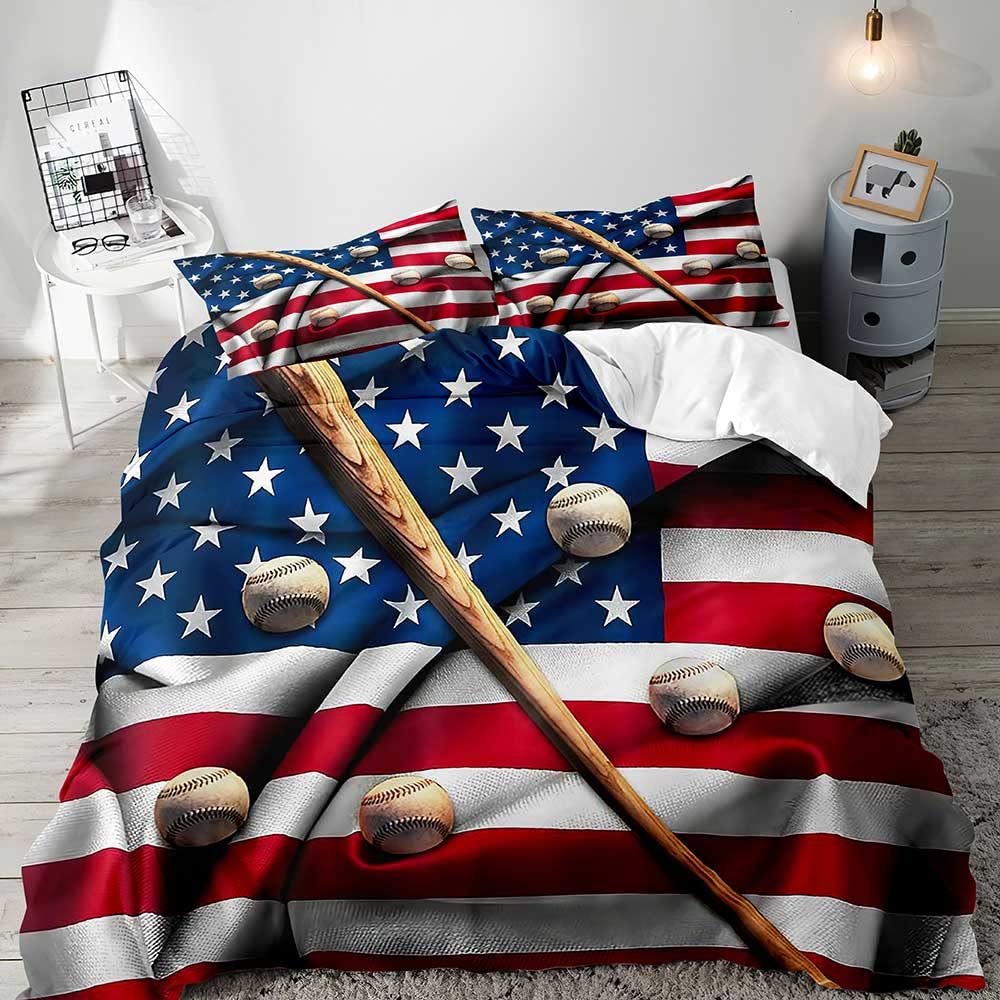 

American Football Duvet Cover Set,Sports Bedding Set,Navy Blue Comforter Cover Set,Inspirational Gifts For Men Boyfriend Husband EU single(135x200cm)