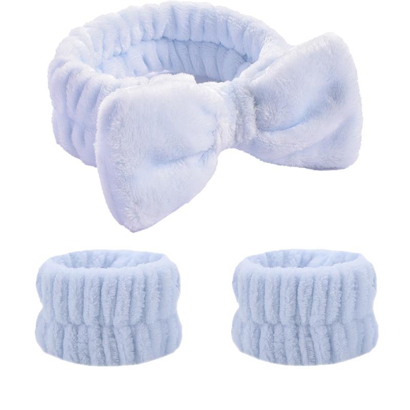 Wash Face Headbands 3PCS Women Coral Fleece Hair Bands Cuff Waterproof Bands Absorbent Wristbands Head Band Hair Accessories Set