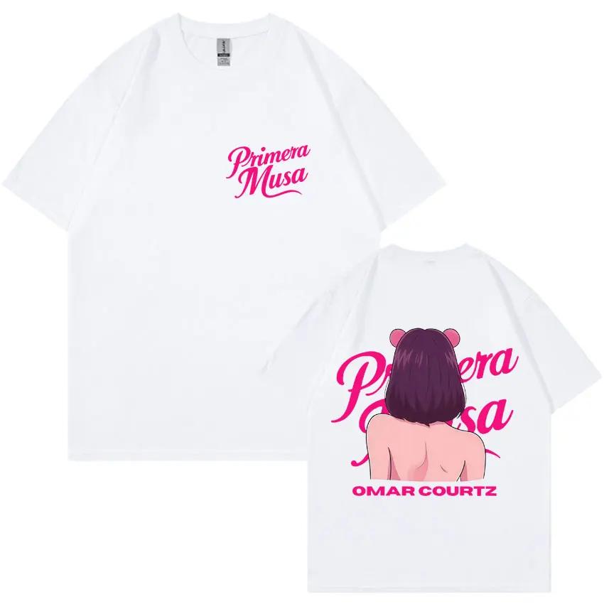 Rap Singer Omar Courtz Primera Musa 2026 Summer Unisexs Womens Street Pattern Aesthetics Hiphop Casual Cotton Tshirt