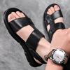 Sandals men's 2025 new first-layer cowhide men's casual beach shoes genuine leather breathable slippers thick-soled large-size shoes