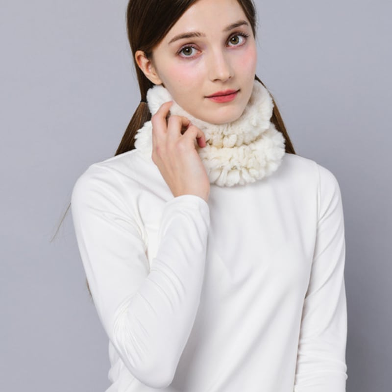 DOYOUKNOWMC 25FW Natural Rex Fur Ivory Neck Warmer