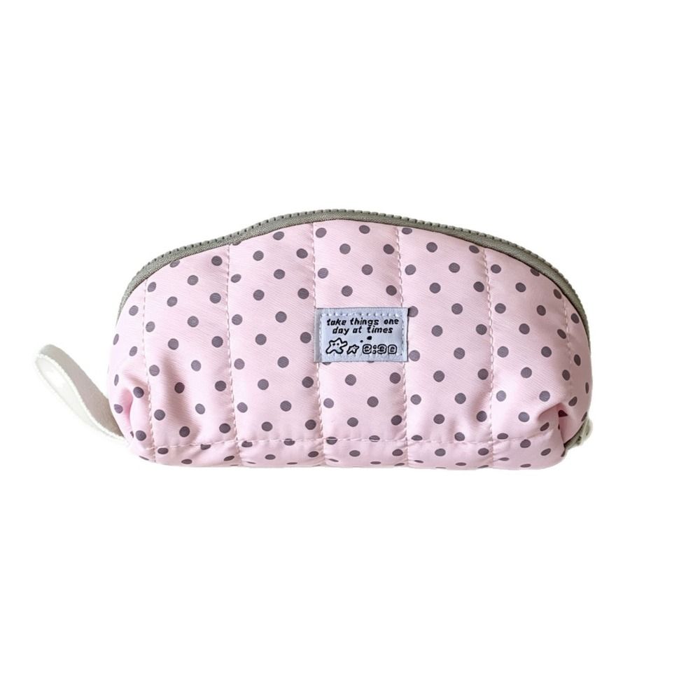 Large Capacity Pen Bag Polka Dot Print Cosmetic Pouch Cute Stationery Organizer  Students