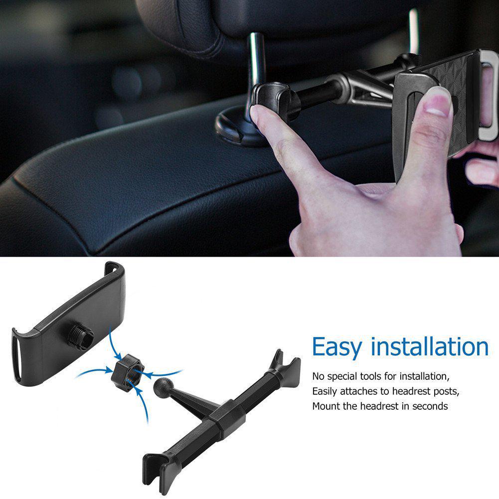 Adjustable Phone Tablet Stand Car Rear Seat Holder Vehicle Headrest Bracket Universal Mount Compatible for Apple iPhone iPad