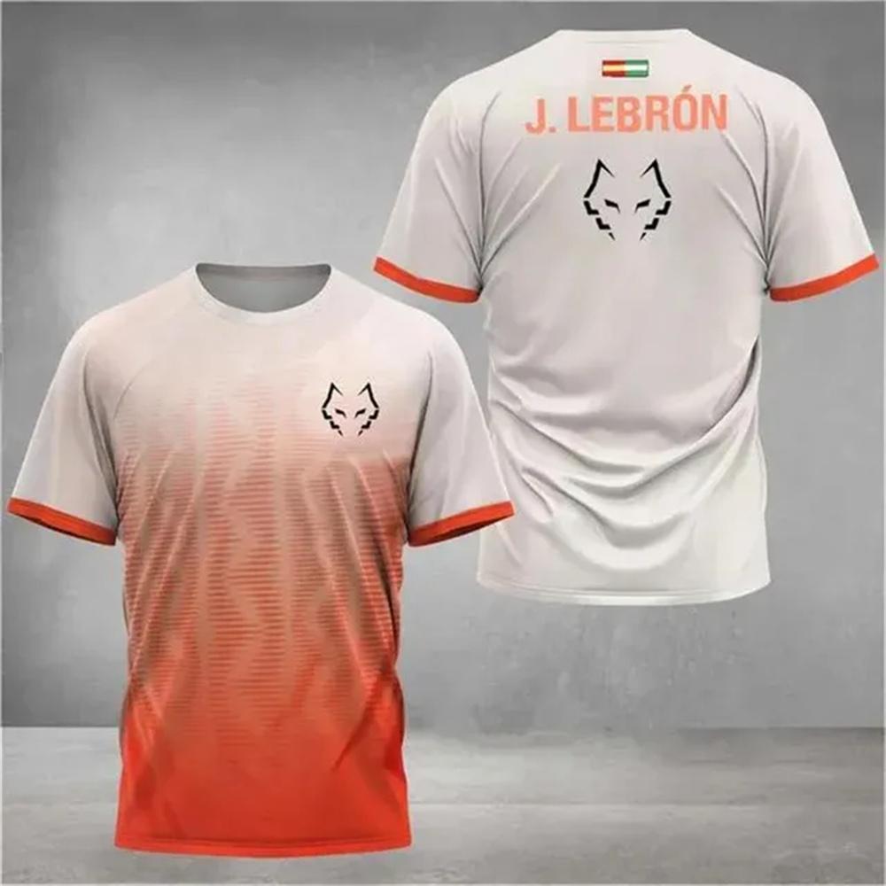 

Summer new men s badminton and table tennis gradient striped print breathable round neck T-shirt outdoor casual sports top 6XL
