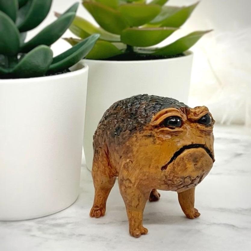 

Cute Black African Rain Frog Toad Statue Home Decor Gift