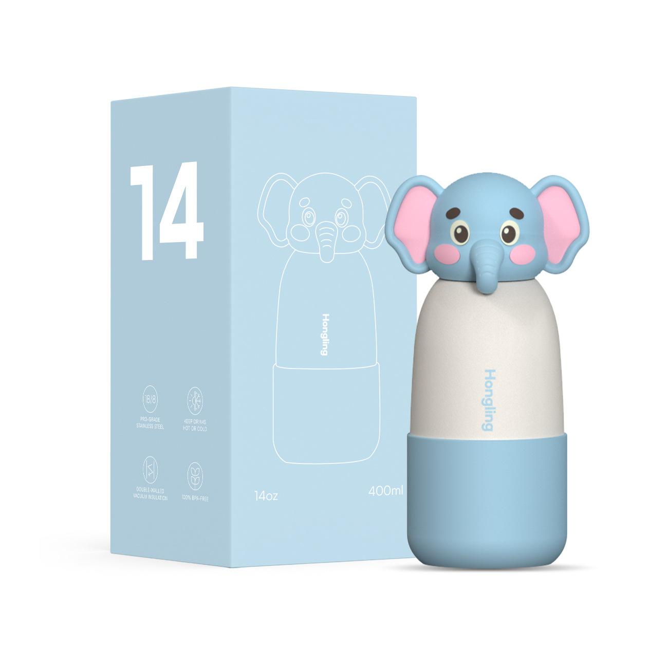 New football thermos cup, cartoon high-value animal head 304 stainless steel water cup 14oz/400ml
