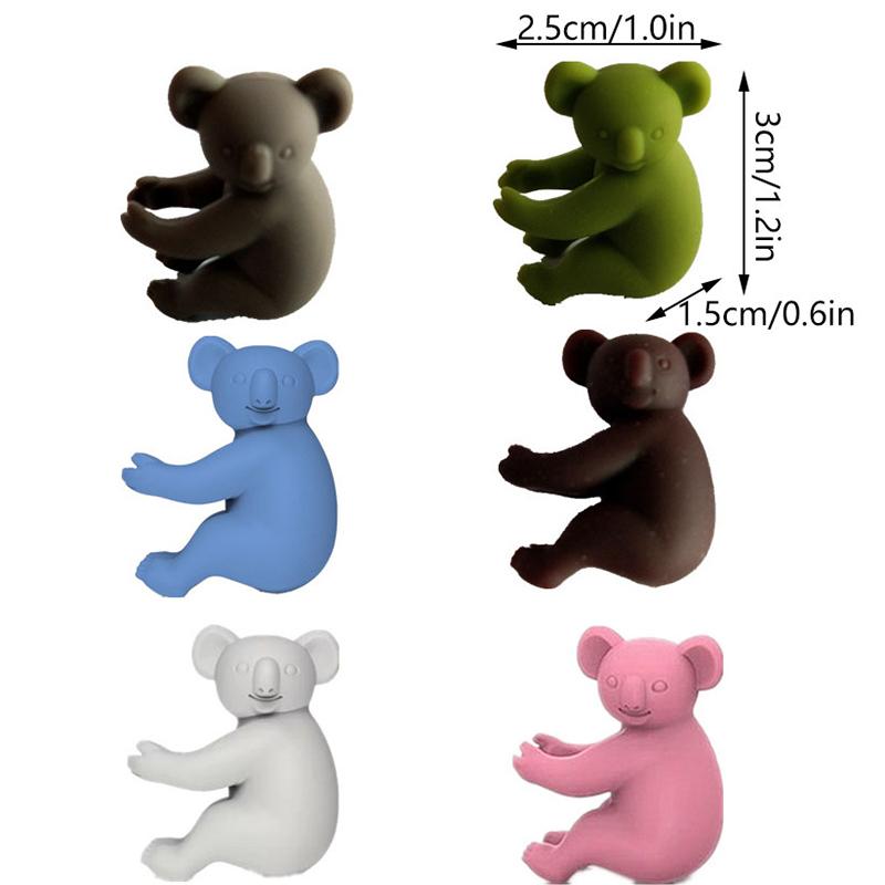 

6pcs Koala Shape Silicone Label Wine Glass Recognizer Drinking Glass Identification Labels Tag Signs Outdoor Tableware