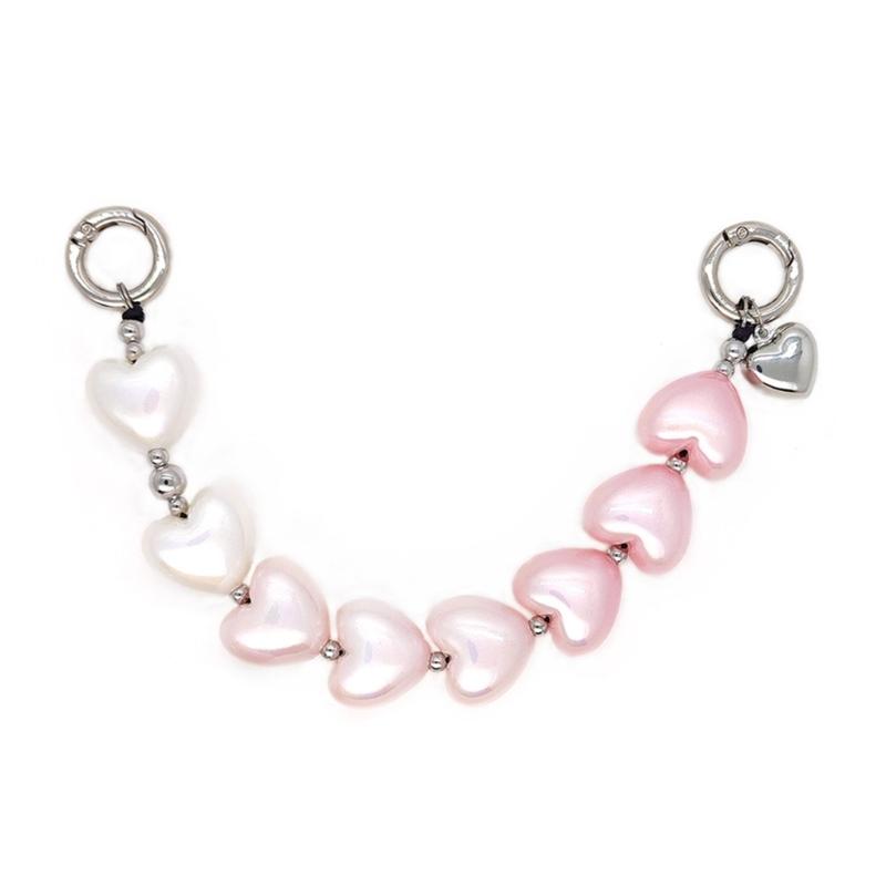 Stylish Heart Double Bead Chain Keychain With Sturdy Alloy Acrylic Designs for Women Fashion Accessories Gift Ideas
