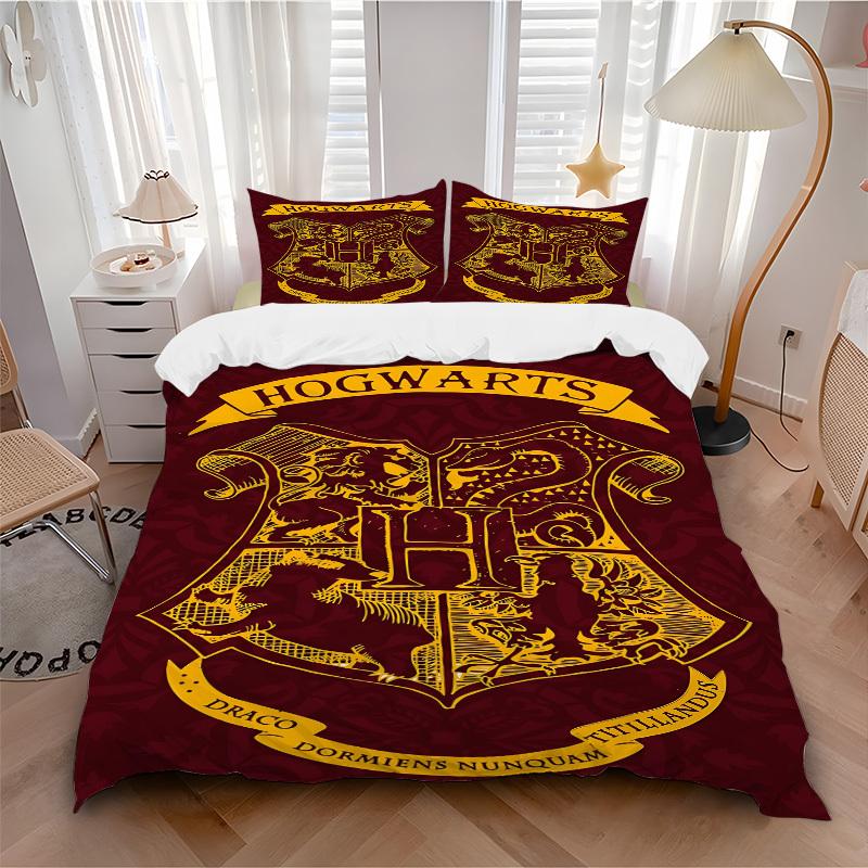 

3pcs Harry Potter Bedding Set, Soft Polyester Duvet Cover and Pillowcases Machine Washable Seasons all suitable 72 135x200cm