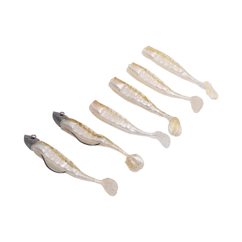 2 Sets Silicone Artificial Fishing Bait with 3D Eyes Soft Fishing Bait for Saltwater FreshwaterGold