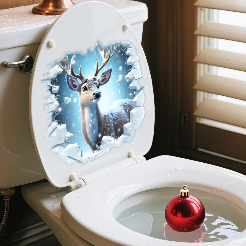 2025 Christmas Waterproof Removable Deer Wall Sticker for Bathroom Decoration