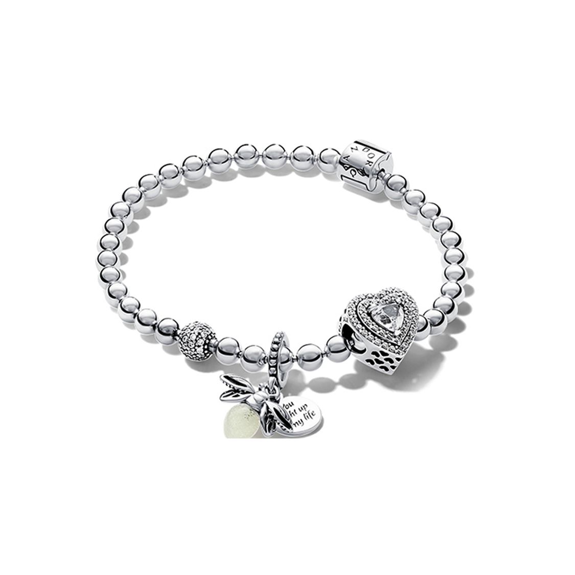 Pandora Glowing Heart Set 925 Silver Bracelet Women bracelet ZT2119 Box,17