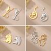 Teamer 3pcs/lot Pet Cat Pendant Gold Color Stainless Steel Kitten Animal Charms for Necklaces Earrings Jewelry Making Wholesale