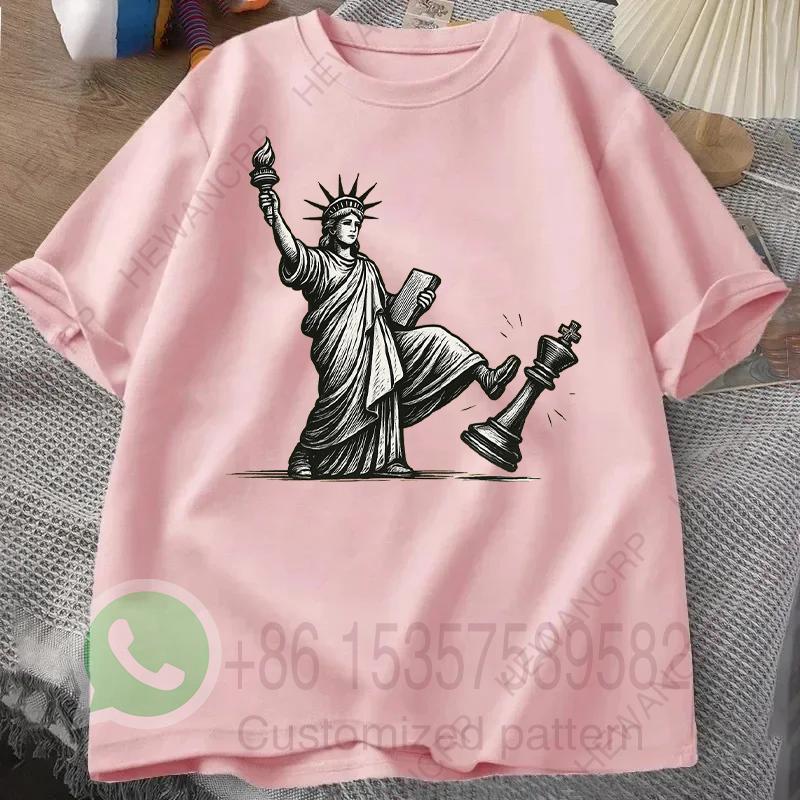No Kings T Shirt Statue of Liberty Mens Tracksuit Cotton Casual Sportswear ONeck Pullover Short Sleeve Tops Summer Streetwear