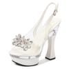 Rhinestone Fishmouth Shoes Nightclub Thick Heel High Heels 14CM Car Model Sandals Female Catwalk Steel Tube Women's Sandals