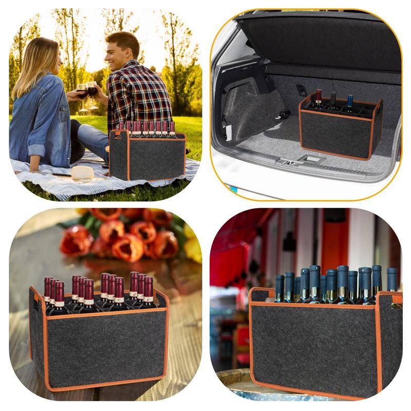 12 Bottle Felt Wine Carrier Tote Reusable Grocery Bags For Travel Camping And Picnic Portable Wine Tote Bag for Picnic
