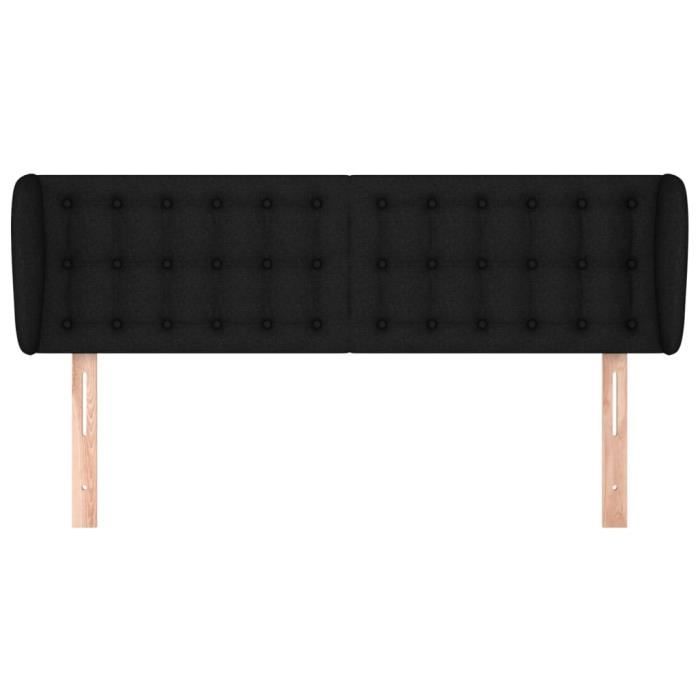 VidaXL Tête de lit avec oreilles Noir 147x23x78-88 cm Tissu3117578