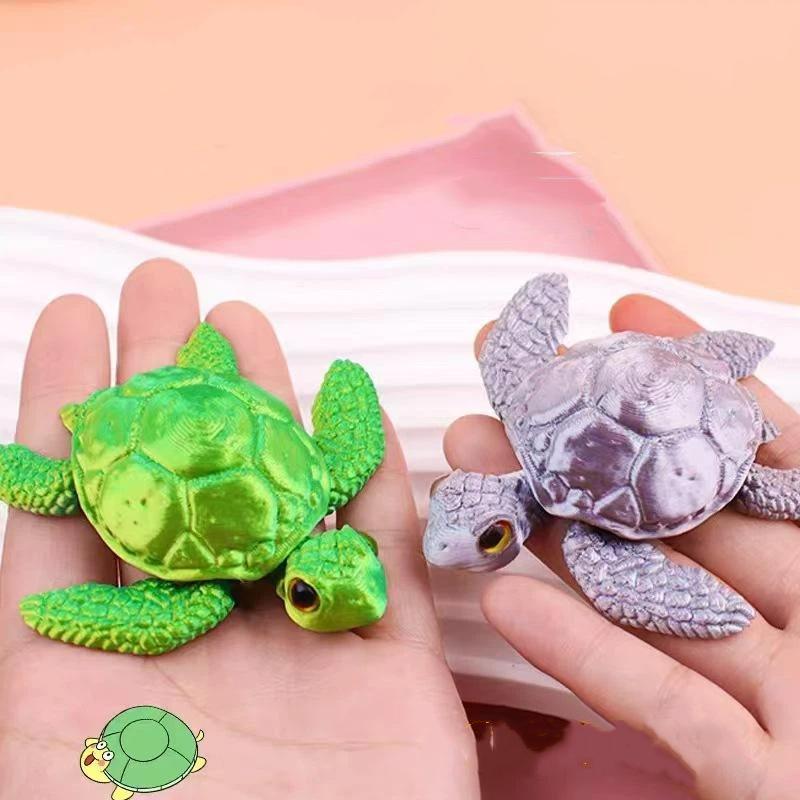 3D-gedruckte Schildkröten-Dekoration, Ornament, bunt, entzückend, PLA-Material, Kunstfigurine für Schlafzimmer, Schreibtischdekoration