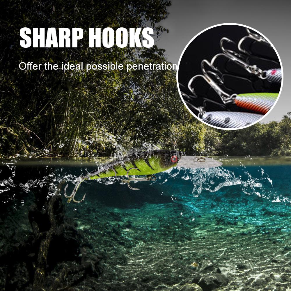 Kit de iscas de pesca de 20 peças, conjunto de iscas de pesca de plástico com ganchos para peixes de água doce e salgada