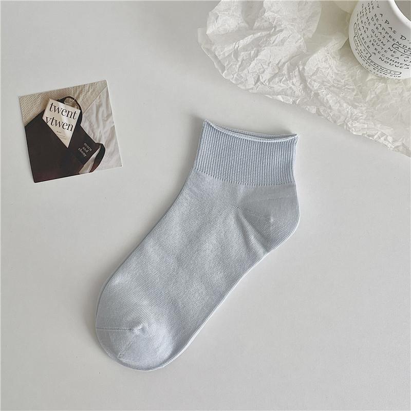 Socks Summer Thin Solid Color Short Tube Confinement Socks Tide Loose Boat Socks Crimped Wide Mouth Socks Cotton