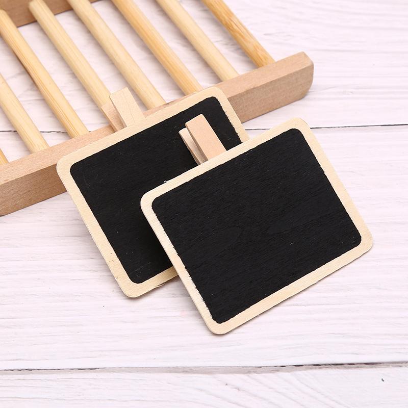 10Pcs Mini Wooden Blackboard Clip Message Note Board Home Store Decoration