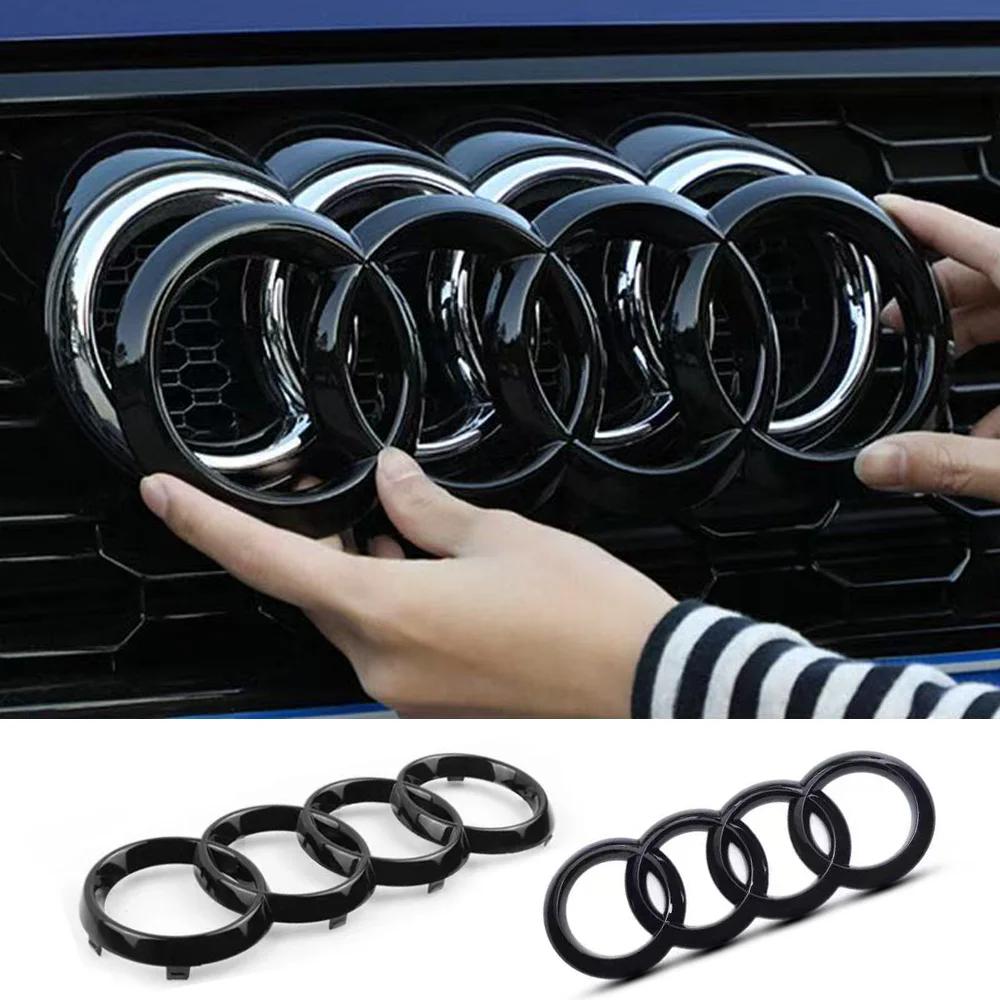 QR5 M5 silver/black ABS four ring emblem car front hood badge luggage compartment rear emblem sticker suitable for TTA3 A4 A5 A6 A