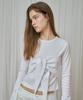 RONRON Knot Bustier Ribbon Long Sleeve T Shirt White